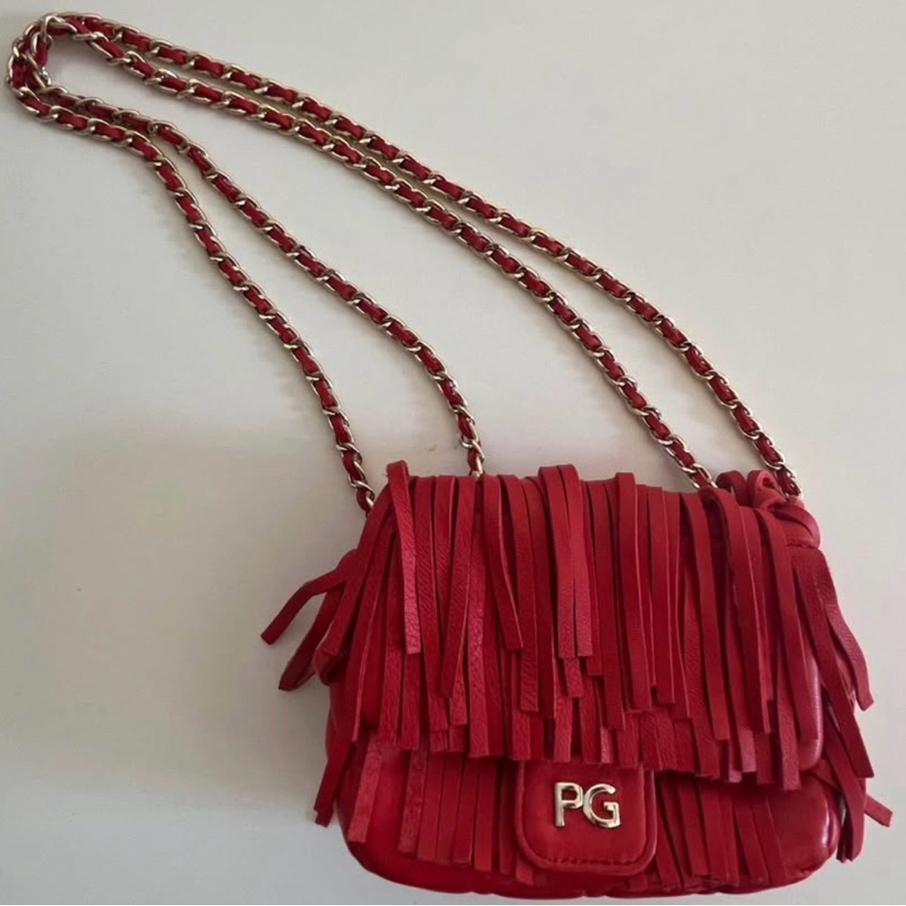 PG Vibrant Red Fringe Crossbody Bag